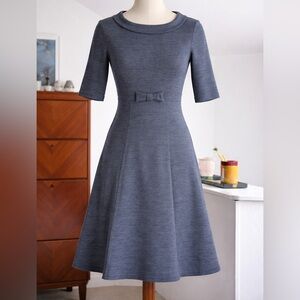 H&M Grey A-Line Dress with Bow Detail